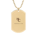 Gold Engraved Dog Tag Necklace — Personalized Initials Military-Style Pendant - Heritage Club