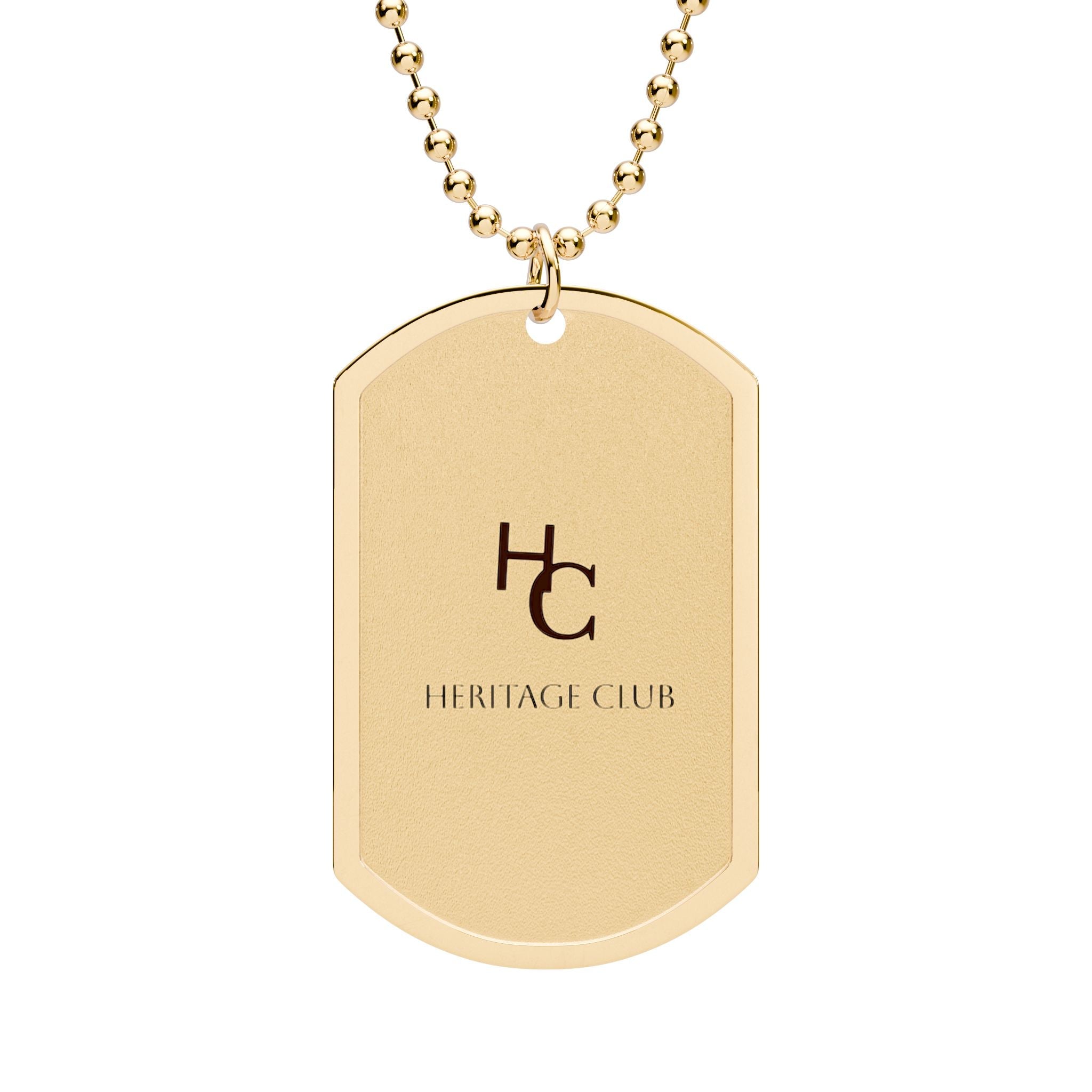 Gold Engraved Dog Tag Necklace — Personalized Initials Military-Style Pendant - Heritage Club
