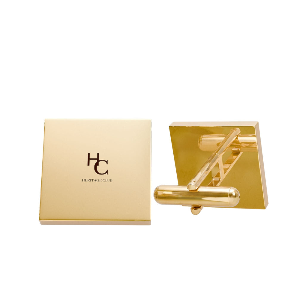 Gold Square Cufflinks — Minimal Monogram Dress Cuff Links - Heritage Club